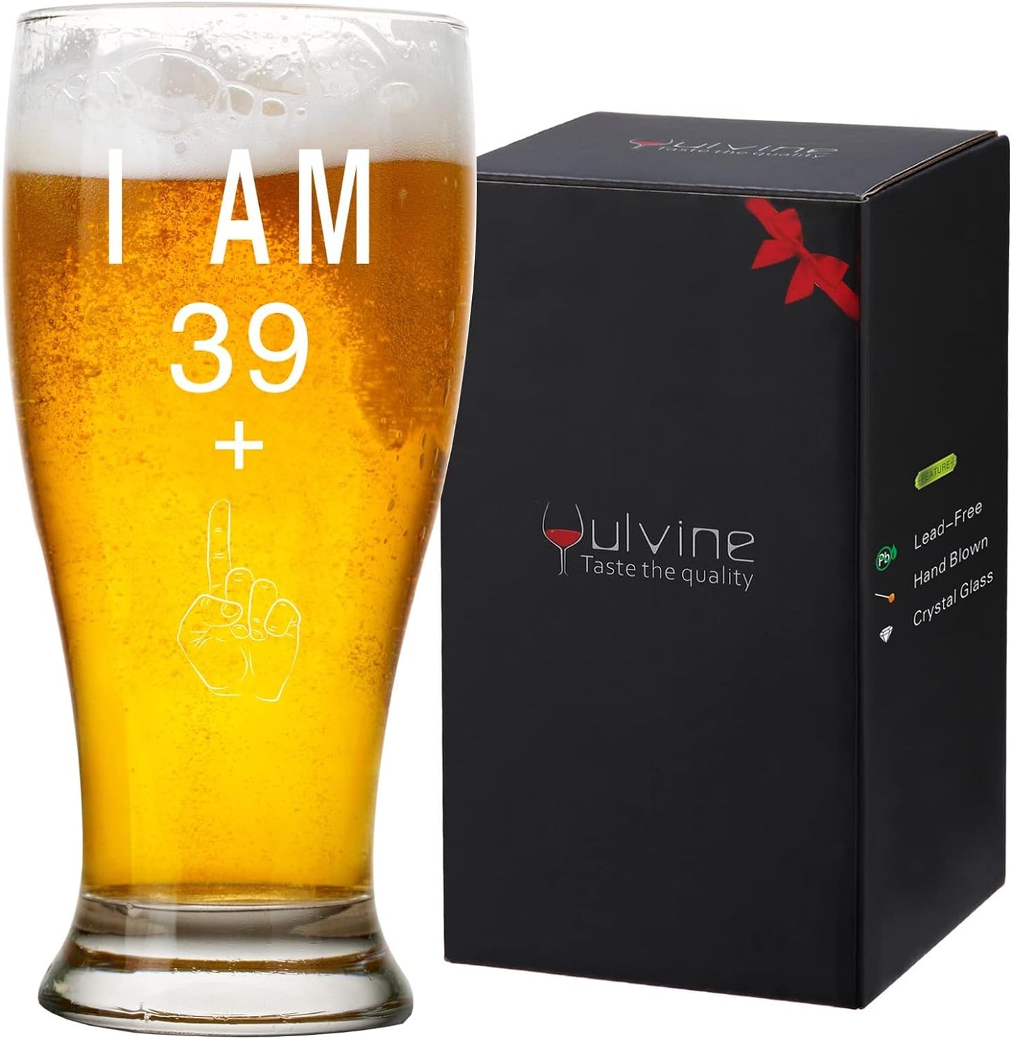 Funny 40Th Birthday Gifts for Men Happy Man 40 Year Old Gift Ideas for Mens Gag Gifts for Men'S 40Th Bday Party Decorations Supplies for Him Husband Turning 40 I Am 39+ Beer Glass 13Oz