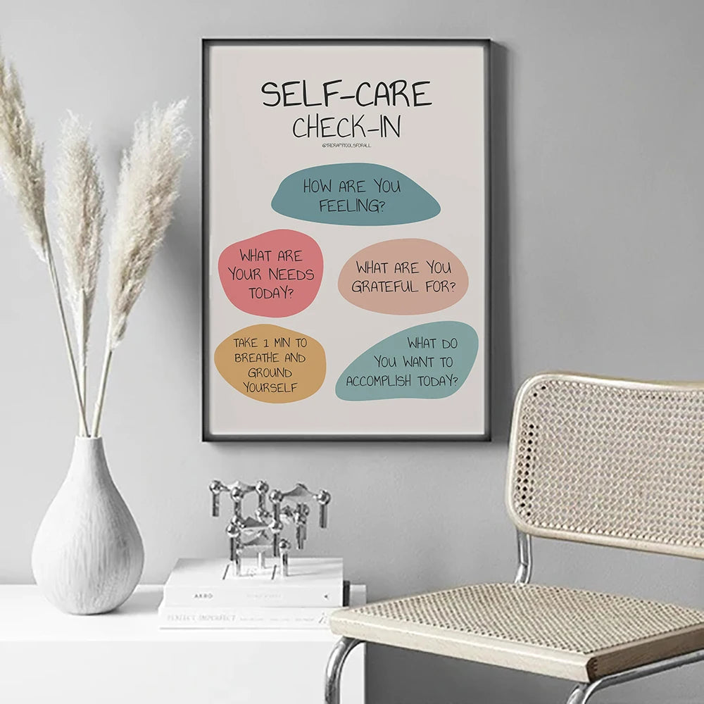 Self Care Poster Mental Health Therapy Canvas Print Psychotherapy Contract Wall Picture Art Modern School Office Wall Decoration