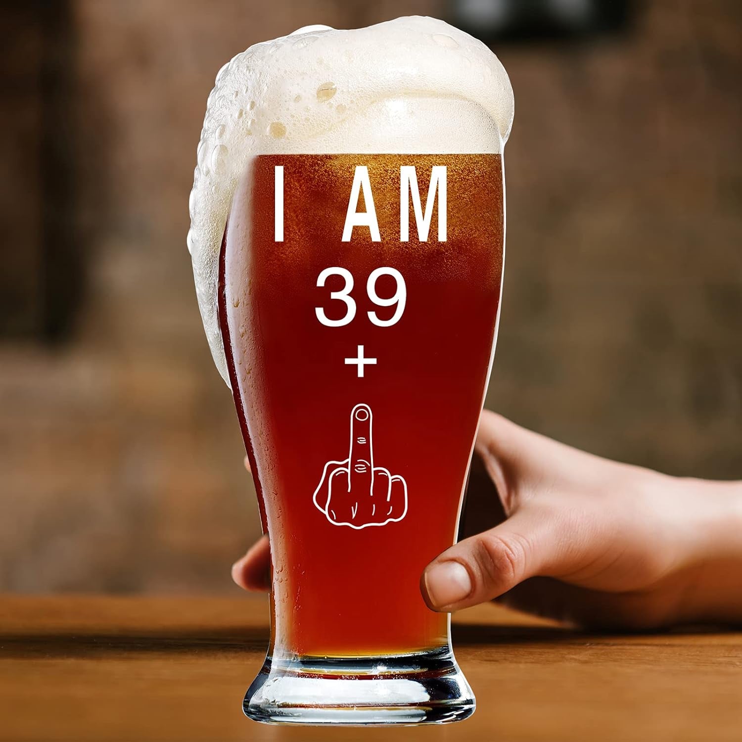 Funny 40Th Birthday Gifts for Men Happy Man 40 Year Old Gift Ideas for Mens Gag Gifts for Men'S 40Th Bday Party Decorations Supplies for Him Husband Turning 40 I Am 39+ Beer Glass 13Oz