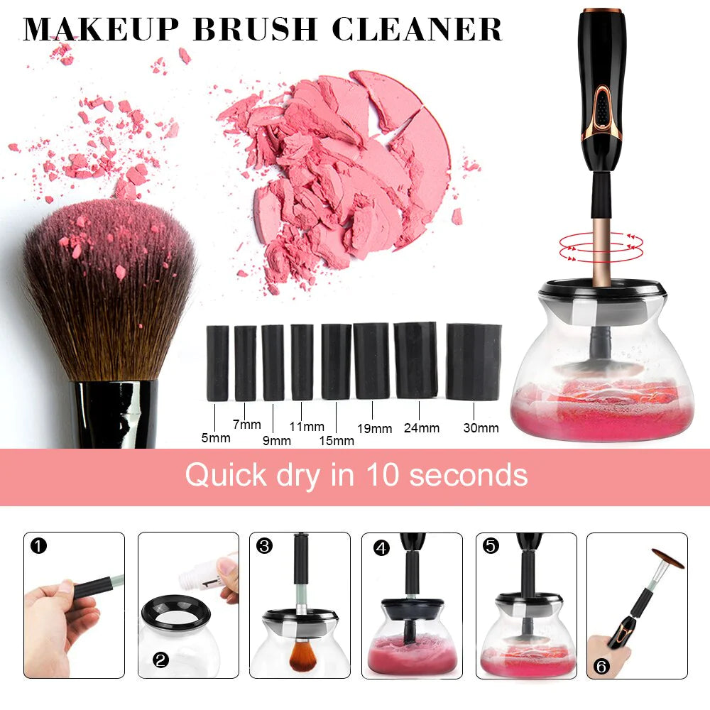 Makeup Brush Cleaner and Dryer Automatic Clean Make up Brushes Washing Machine 10 Seconds Silicone Make up Brush Cleaning Tool