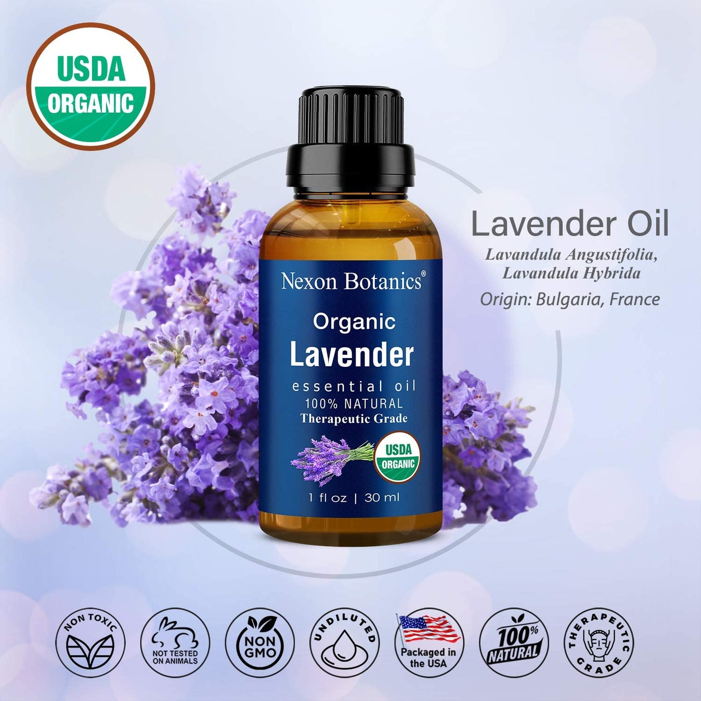 Organic Lavender Essential Oil 30 Ml - Natural Lavender Oil Essential Oil for Diffuser, Aromatherapy, Hair Care, Skin Care, Sleep - Aceite De Lavanda Organico - Organic Lavender Oil -