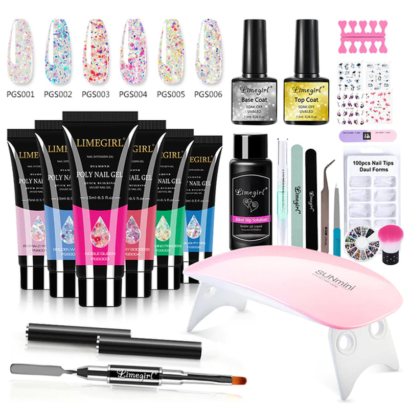 Nail Set with Nail Lamp Nail Dryer Nail Drill Machine Manicure Set Kit Poly Nail Gel Kit Polish Set Soak-Off Nail Art Tools Sets