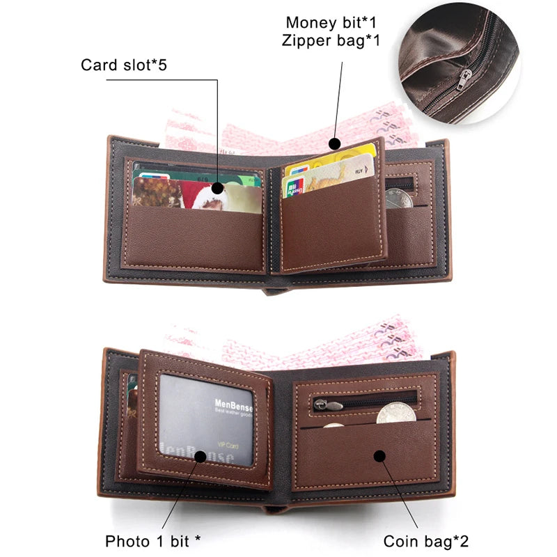 Personalized Wallet Men High Quality PU Leather for Him Engraved Wallets Men Short Purse Custom Photo Wallet Luxury Men Gift Box