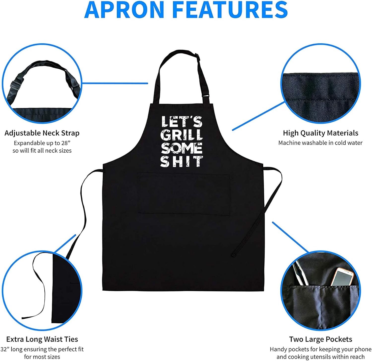 Funny BBQ Aprons for Men, Dad Gifts, Gifts for Men, Fathers Day, Birthday Gifts Aprons,Adjustable and Waterproof