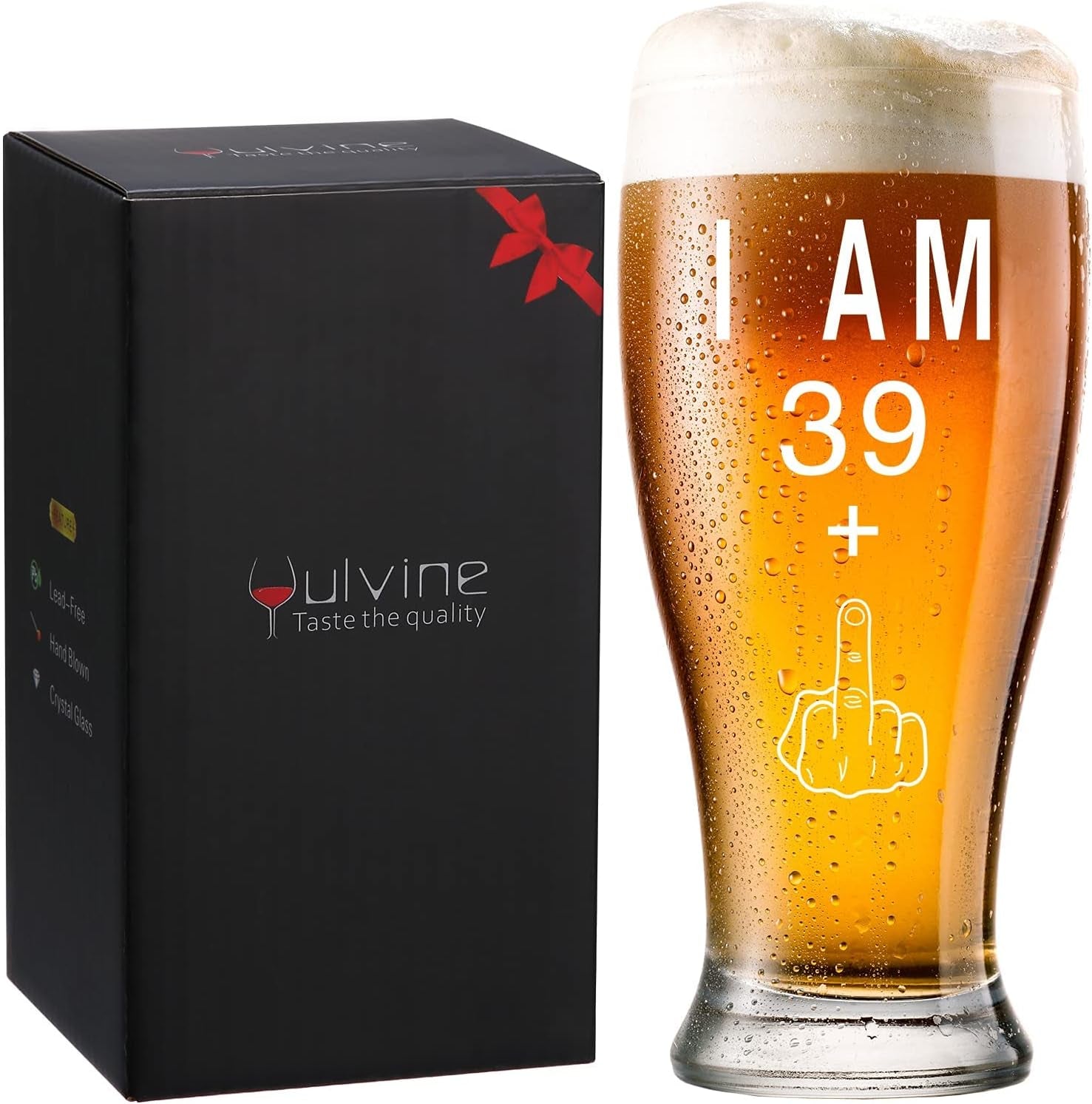 Funny 40Th Birthday Gifts for Men Happy Man 40 Year Old Gift Ideas for Mens Gag Gifts for Men'S 40Th Bday Party Decorations Supplies for Him Husband Turning 40 I Am 39+ Beer Glass 13Oz