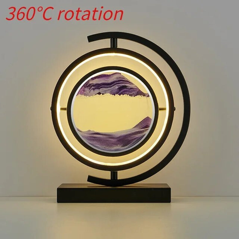 LED Quicksand Painting Hourglass Art Unique Decorative Sand Painting Night Light Bedroom Decoration Glass Hourglass Table Lamp