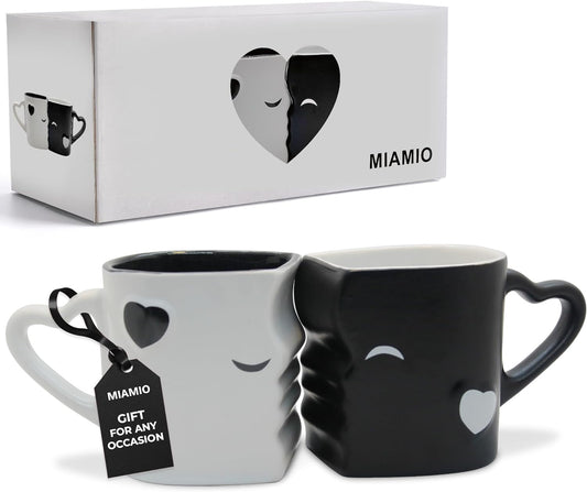 - Coffee Mugs/Kissing Mugs Set Ceramic with Gift Box (Black)